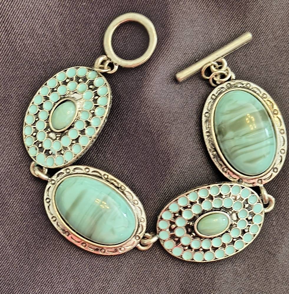 Turquoise & Silver Concho Bracelet Women Western Statement  Coastal Cowgirl